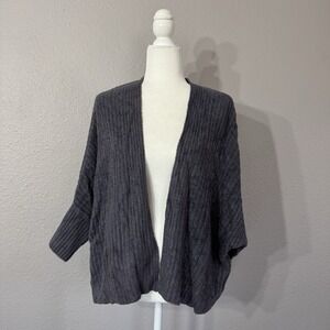 Barefoot Dreams Size L/XL Dark Gray CozyChic Lite Ribbed Shrug Cardigan Sweater